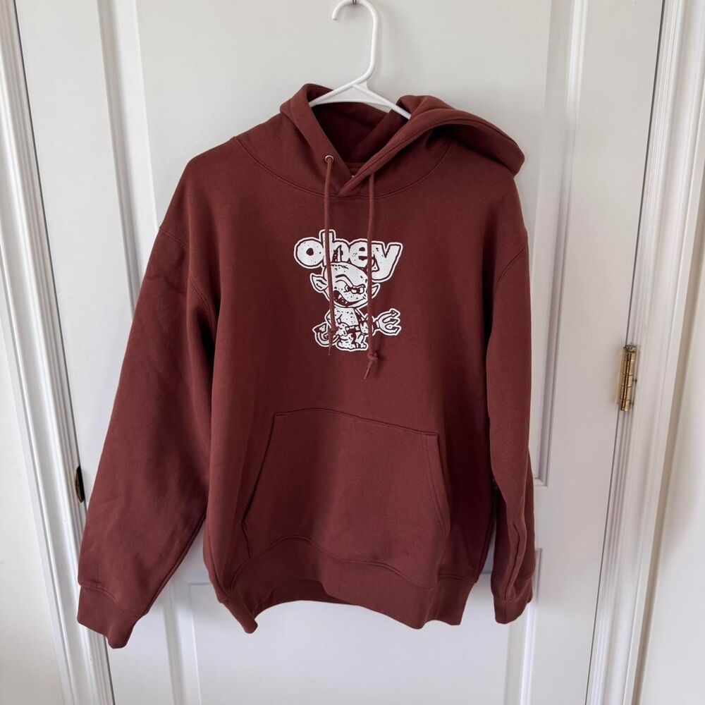 Obey Devil Embroidered Sepia Hoodie Heavyweight